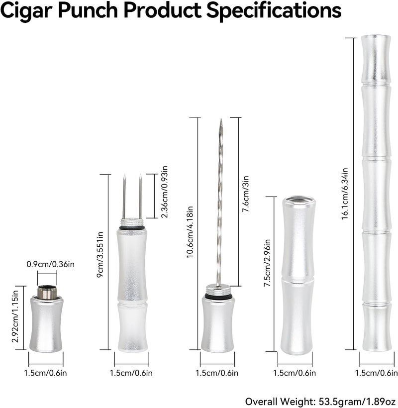 CaLeQi Cigar Punch, Cigar Draw Enhancer Cigar Nubber and Cigar Punch 3 in 1 The Cigar Punch for All Cigars is a Practical and Essential Cigar Accessories for Cigar Lovers - Image 2
